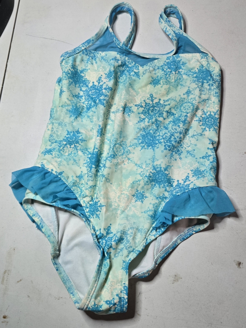 Malibu Girls One-Piece Swimsuit with Blue Snowflake Print